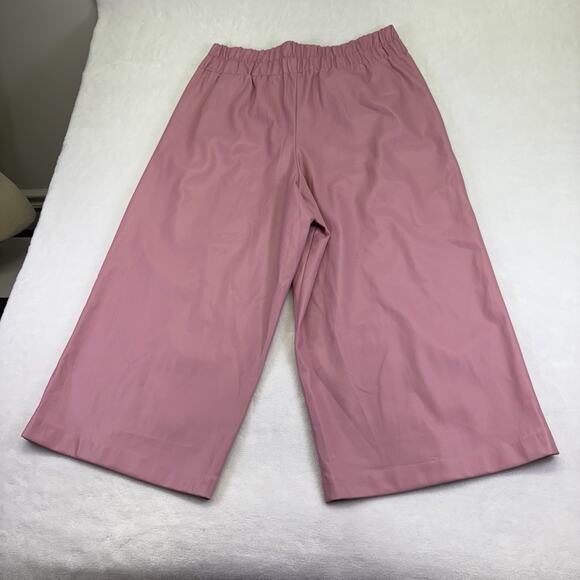 Express Faux Leather High Rise Wide Leg Seamed Barrel Ankle Pants Pink Size XL - Picture 2 of 12